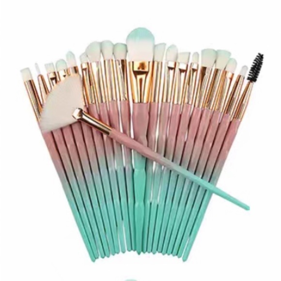 20pc Metallic Ombré Geometric Makeup Brush Set High Quality - Picture 2 of 5